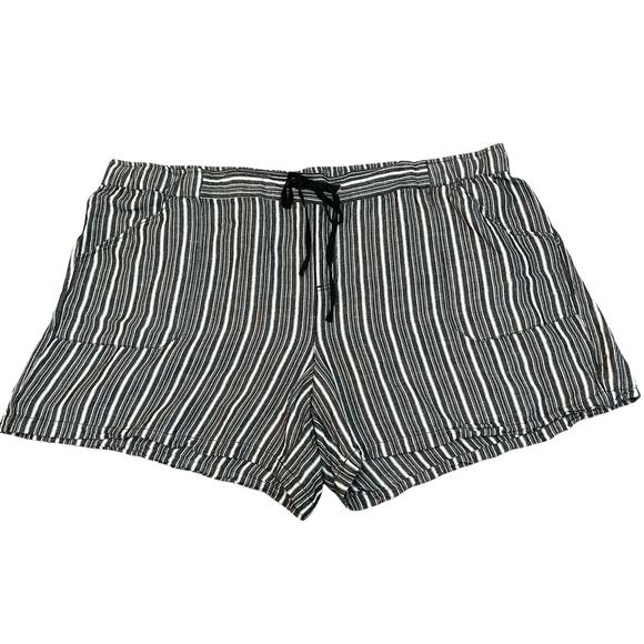 Lane Bryant Linen Blend Striped Shorts Sz 28 Boho Vacation Beach Utility Pocket - Picture 1 of 6